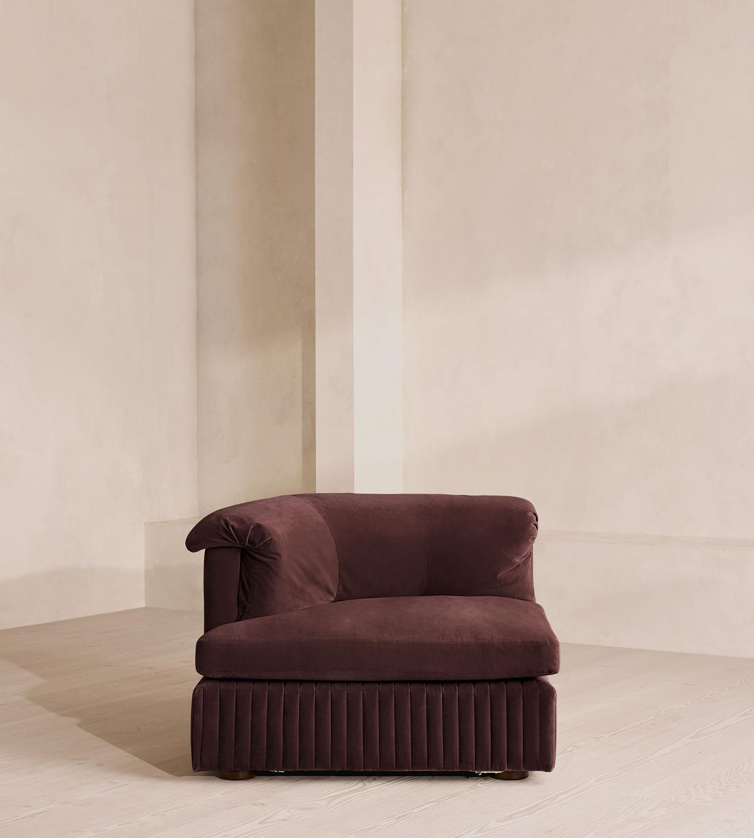Oona Deep Sit Sectional Sofa - Left Arm Module - Velvet - Aubergine - US - Image 1