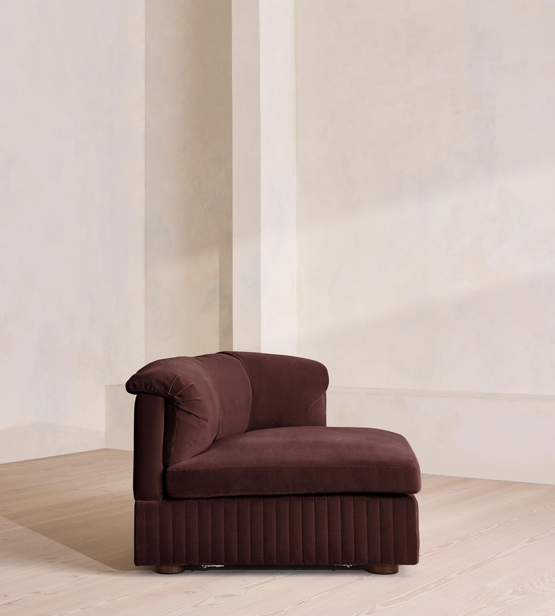 Oona Deep Sit Sectional Sofa - Left Arm Module - Velvet - Aubergine - US - Image 6