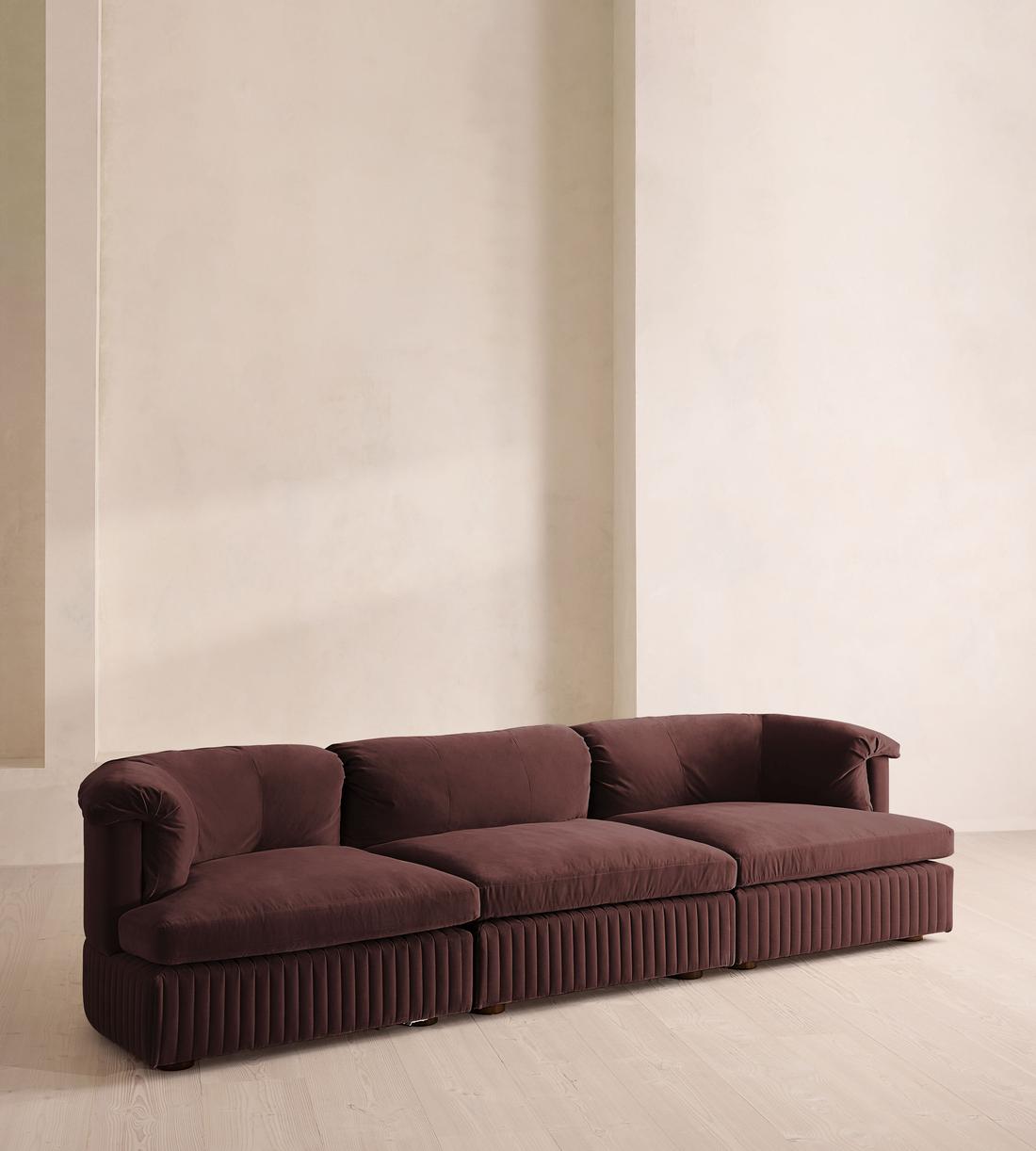 Oona Modular Sofa - Four Seater - Velvet - Aubergine - UK - Listing - Image 2