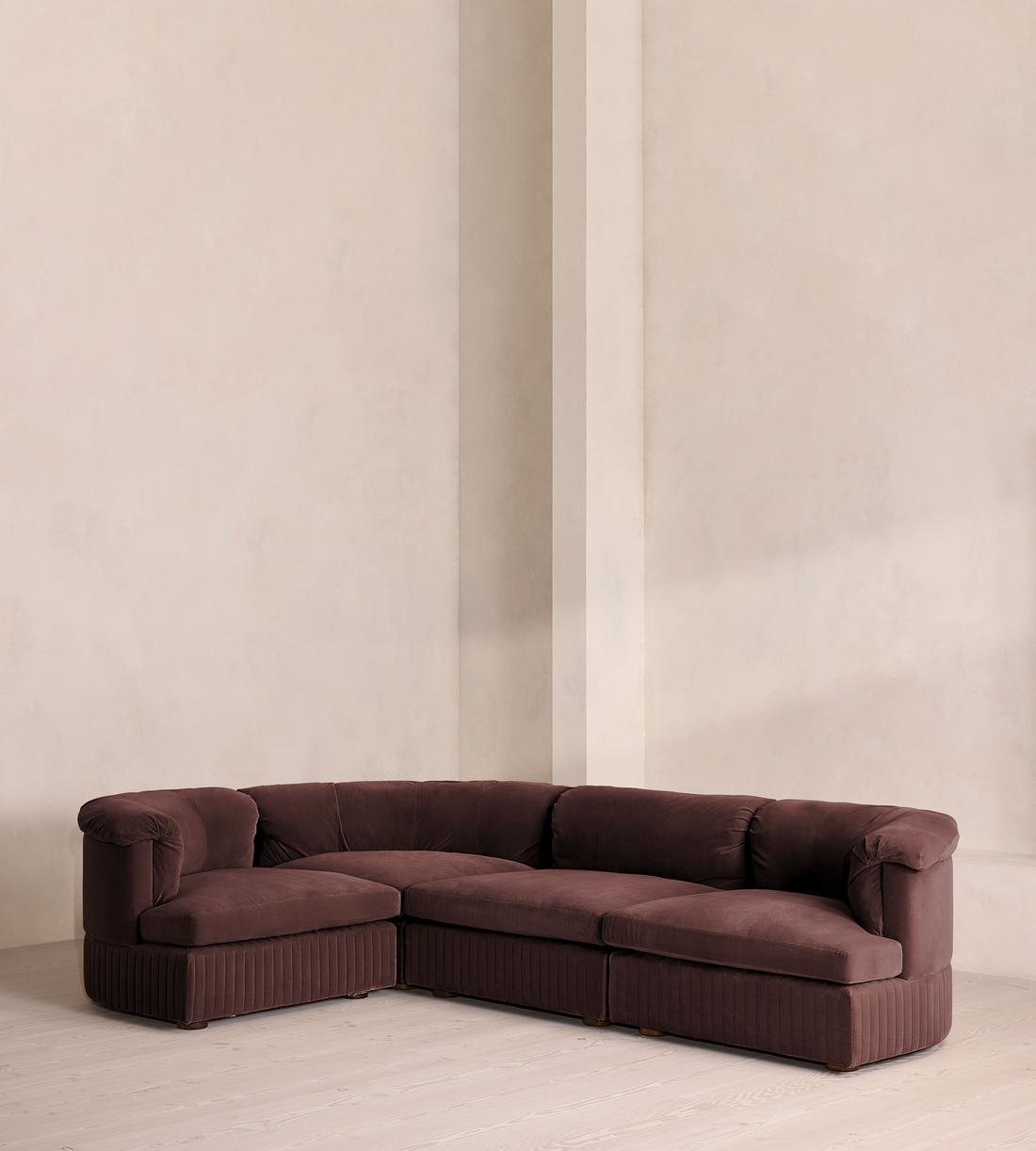 Oona Deep Sit Sectional Sofa - L-Shape Sofa - Velvet - Aubergine - US - Listing - Image 1