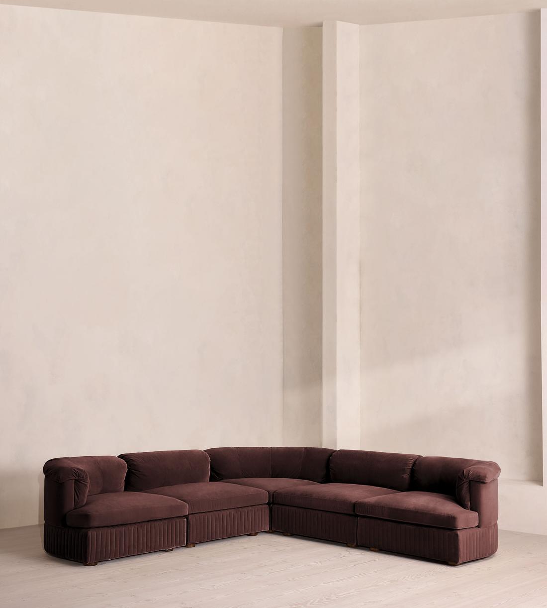 Oona Deep Sit Sectional Sofa - Corner Sofa - Velvet - Aubergine - US - Listing - Image 1