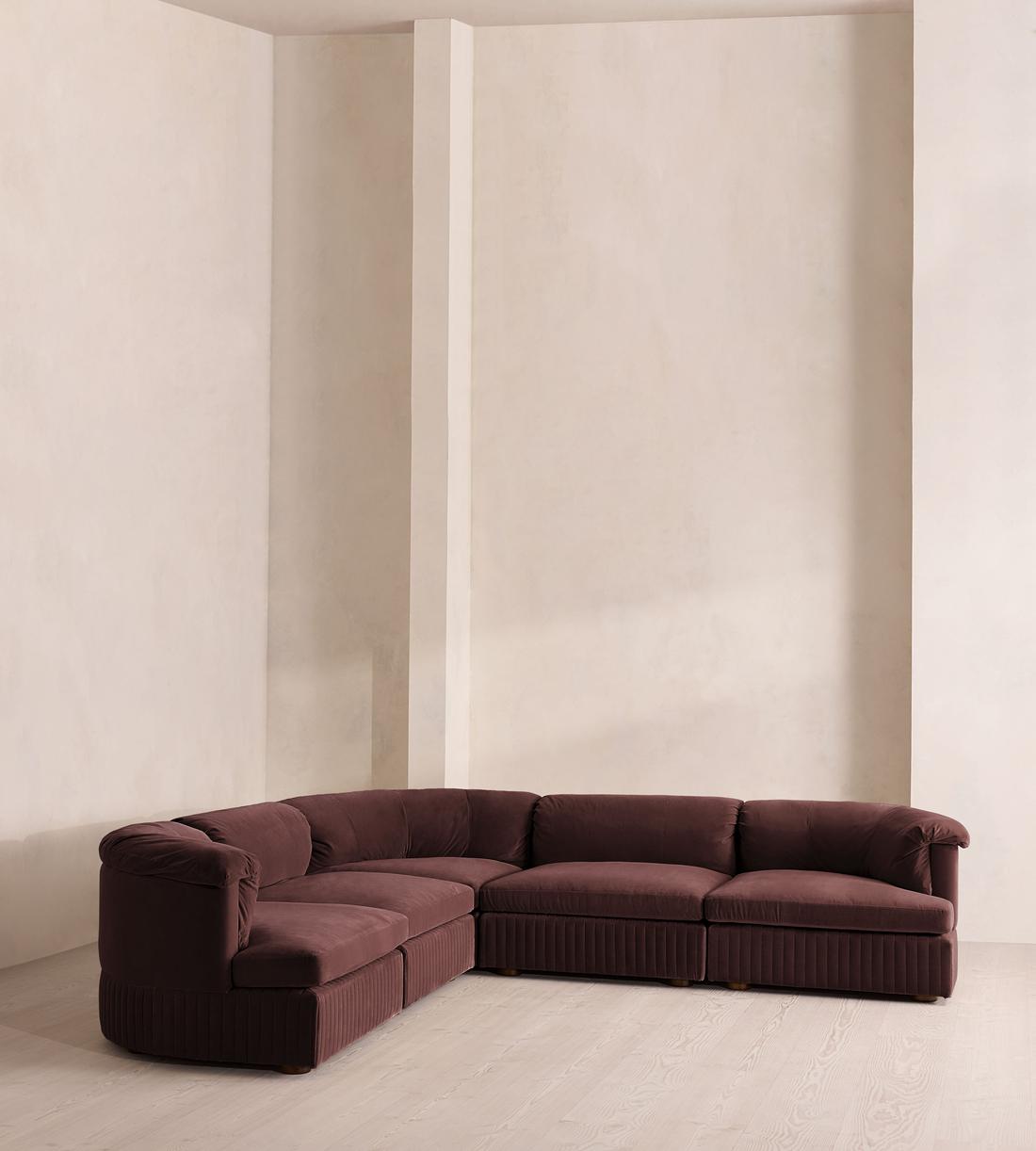 Oona Deep Sit Sectional Sofa - Corner Sofa - Velvet - Aubergine - US - Listing - Image 2