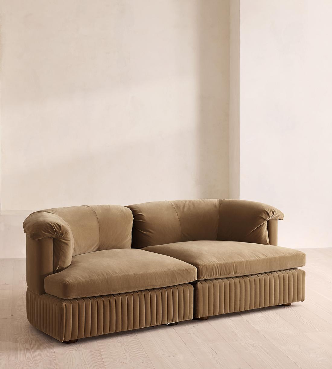 Oona Deep Sit Sectional Sofa - Three Seater - Velvet - Truffle - US - Listing - Image 2