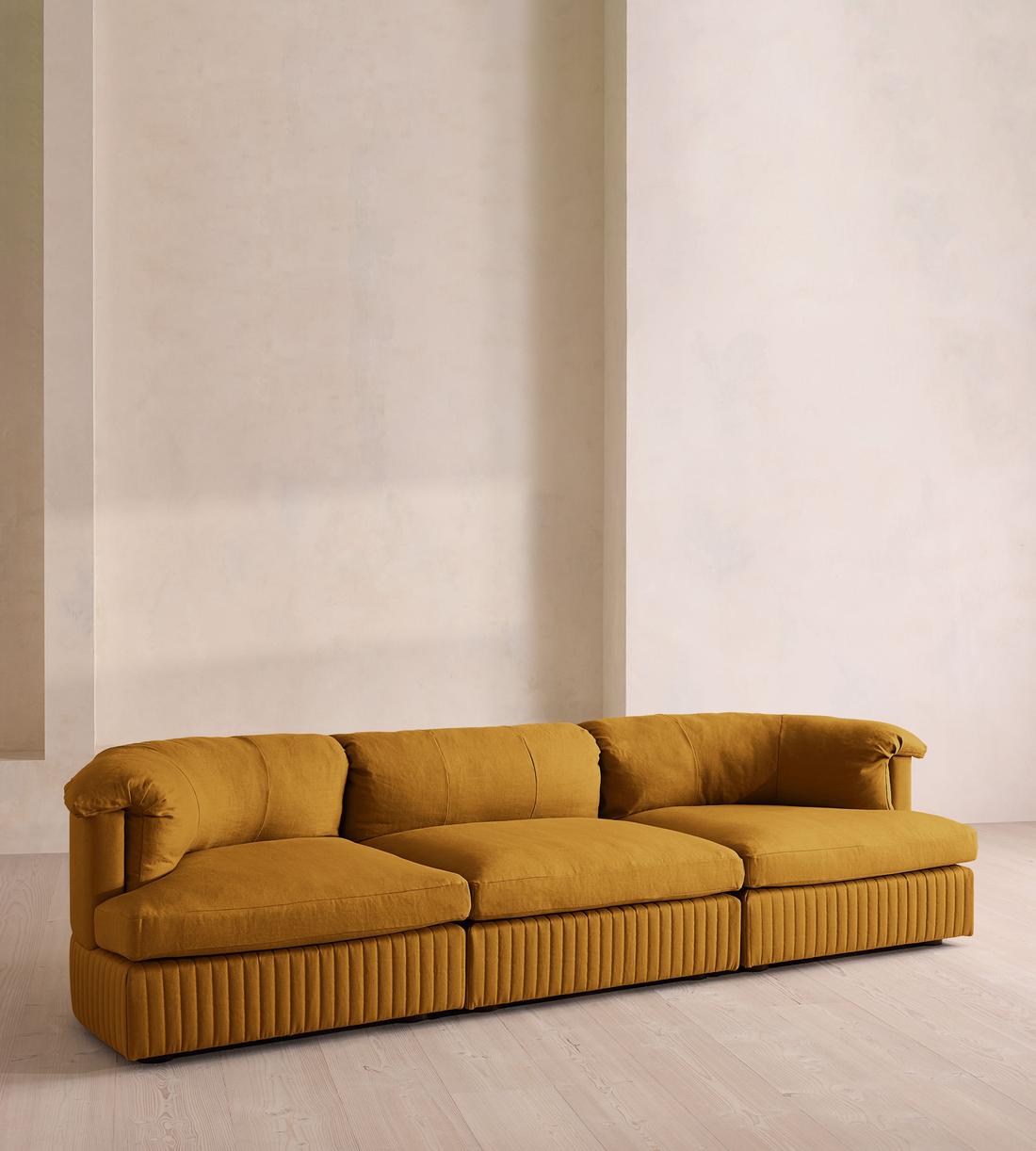 Oona Sectional Sofa - Four Seater - Linen - Turmeric - US - Listing - Image 2