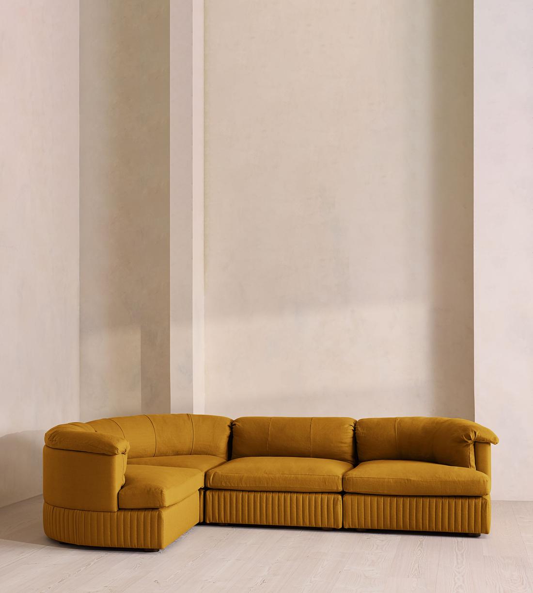 Oona Deep Sit Modular Sofa - L-Shape Sofa - Linen - Turmeric - UK - Listing - Image 2