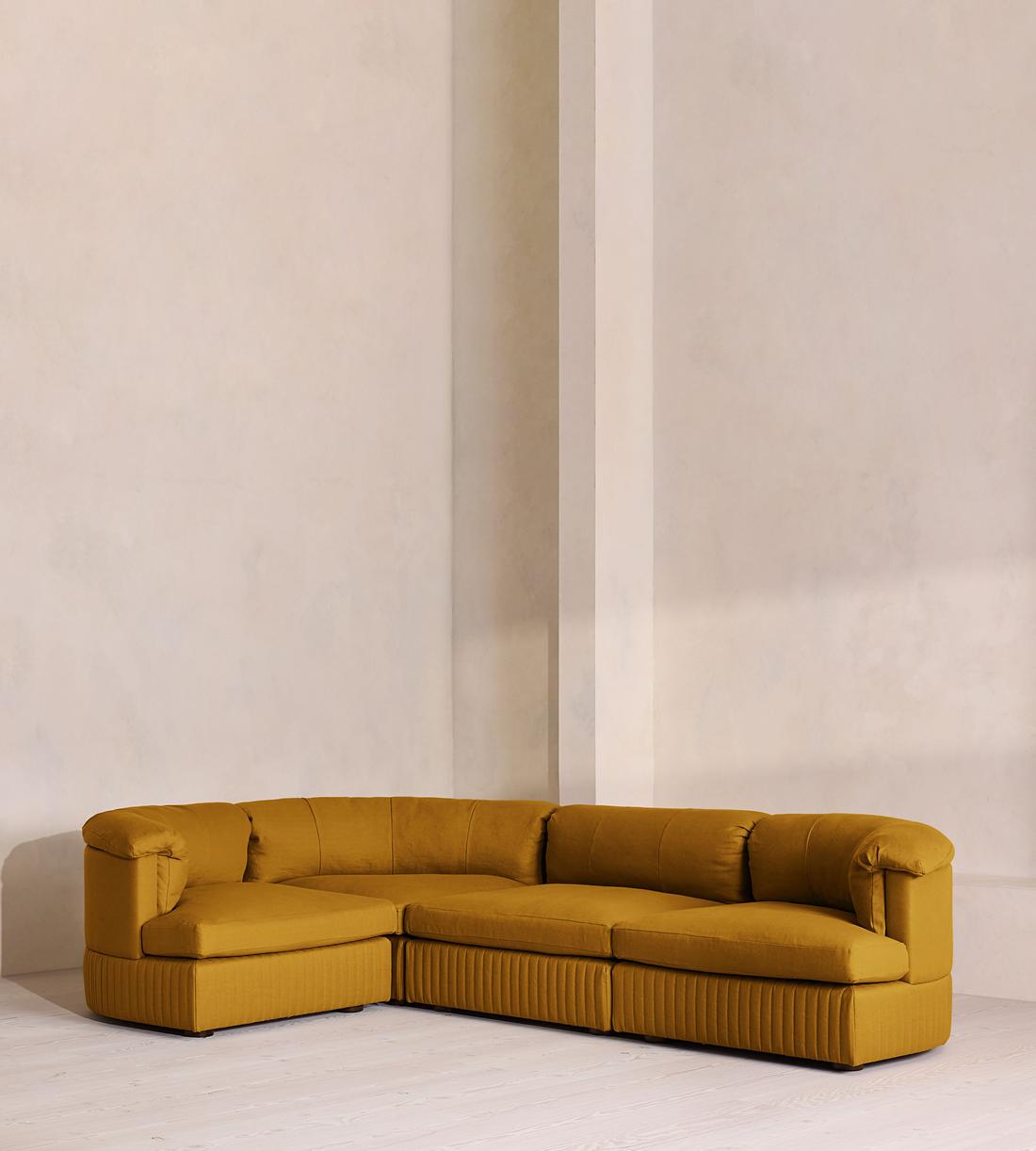 Oona Sectional Sofa - L-Shape Sofa - Linen - Turmeric - US - Listing - Image 1