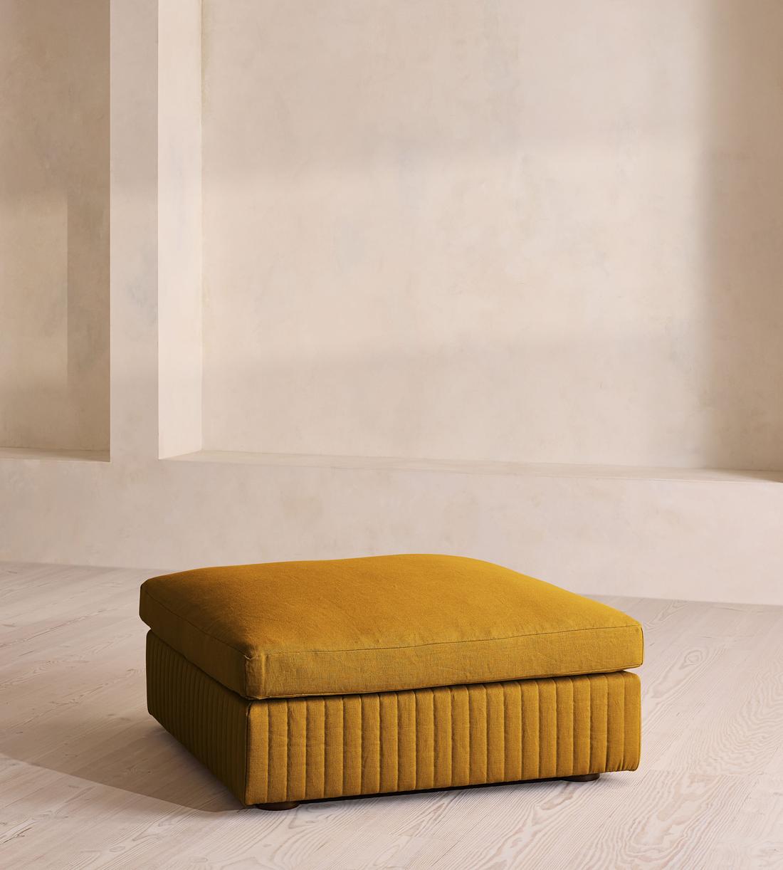 Oona Ottoman - Linen - Turmeric - US - Listing - Image 1