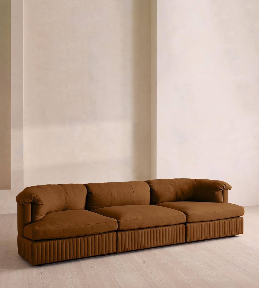 Oona Deep Sit Modular Sofa - Four Seater - Linen - Terracotta - UK - Listing - Image 2