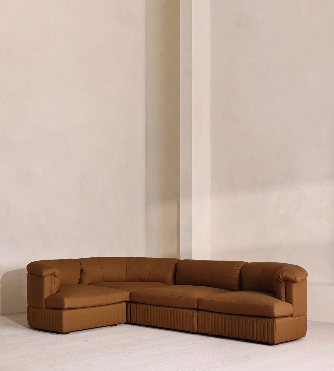 Oona Sectional Sofa - L-Shape Sofa - Linen - Terracotta - US - Listing - Image 1