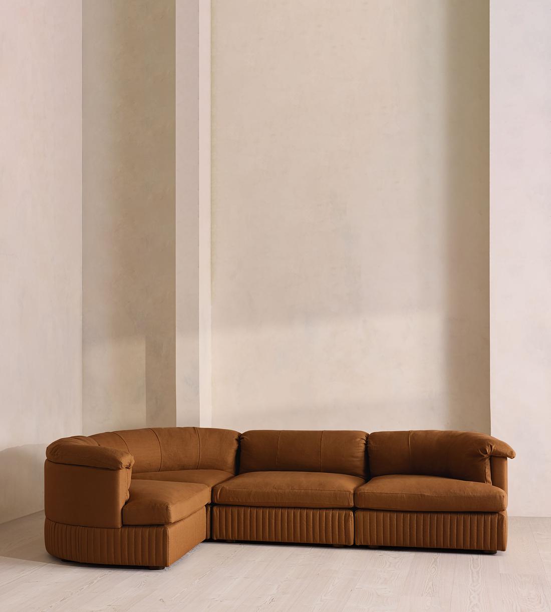 Oona Sectional Sofa - L-Shape Sofa - Linen - Terracotta - US - Listing - Image 2
