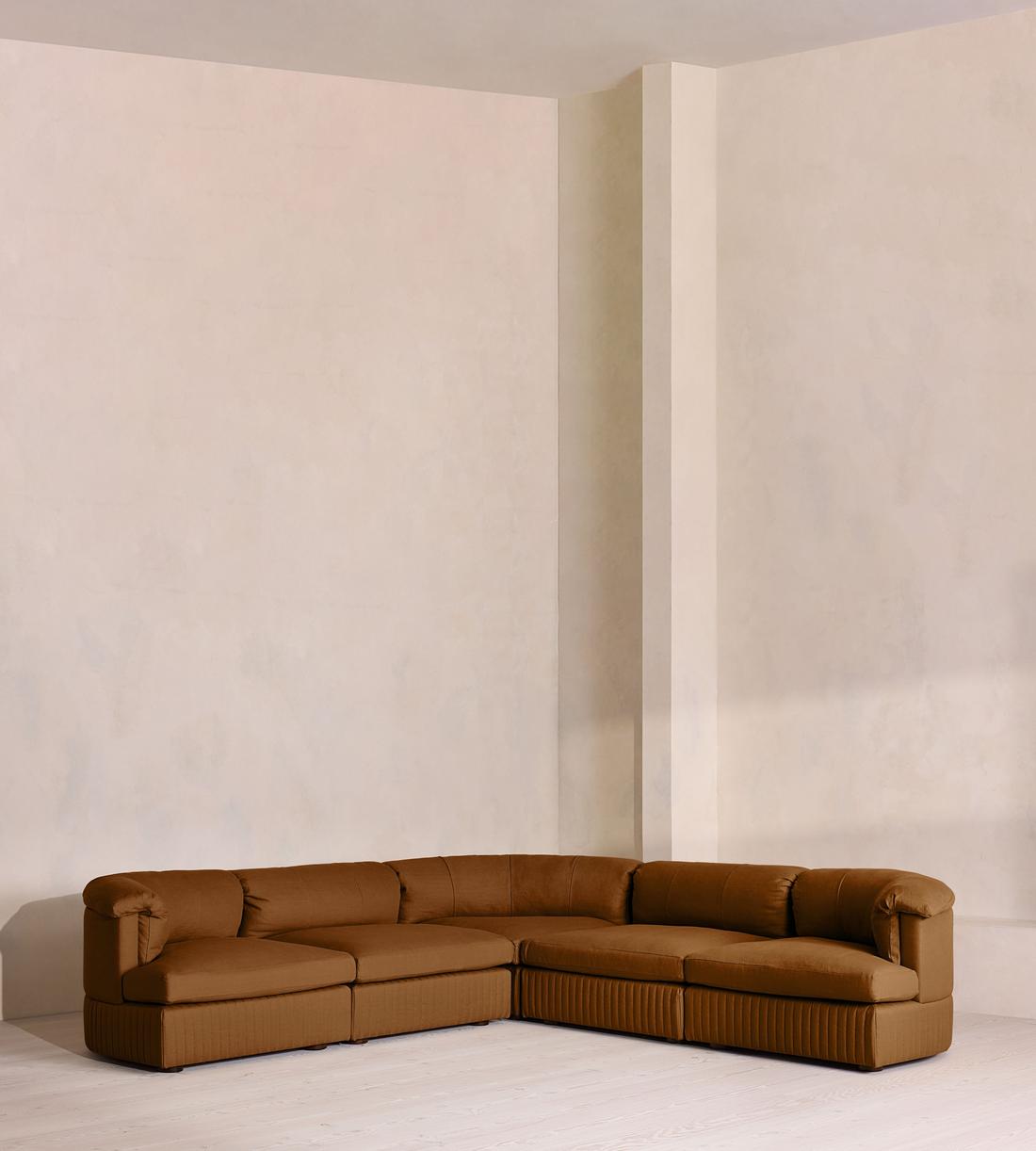 Oona Sectional Sofa - Corner Sofa - Linen - Terracotta - US - Listing - Image 1