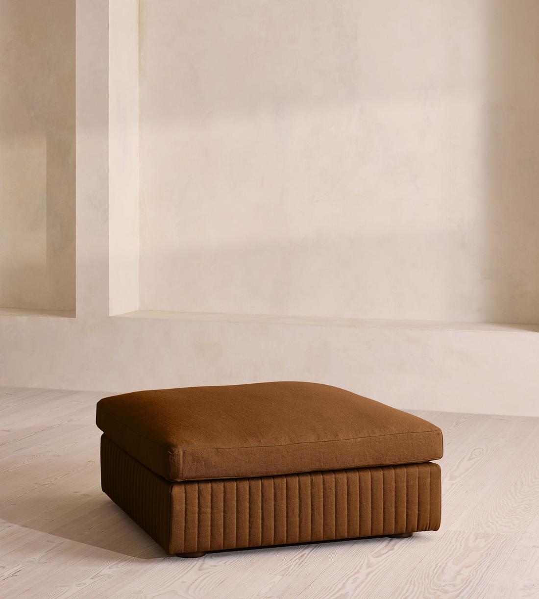 Oona Ottoman - Linen - Terracotta - US - Listing - Image 1