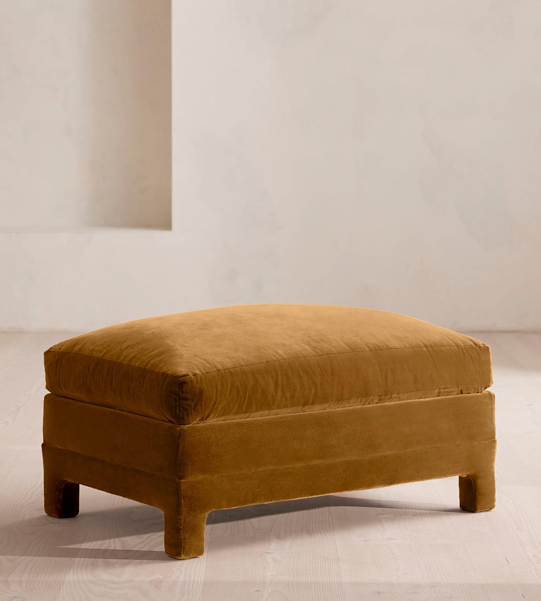 Ashford Ottoman - Velvet - Mustard - Listing - Image 1