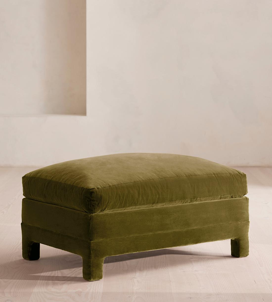 Ashford Ottoman - Velvet - Olive - Listing - Image 1