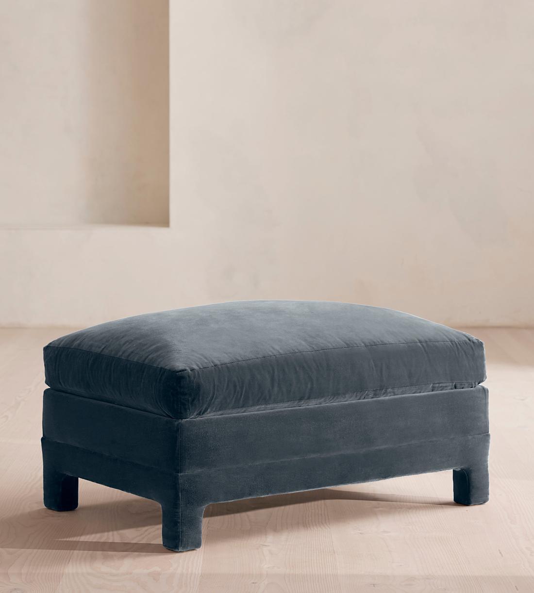 Ashford Ottoman - Velvet - Grey Blue - Listing - Image 1