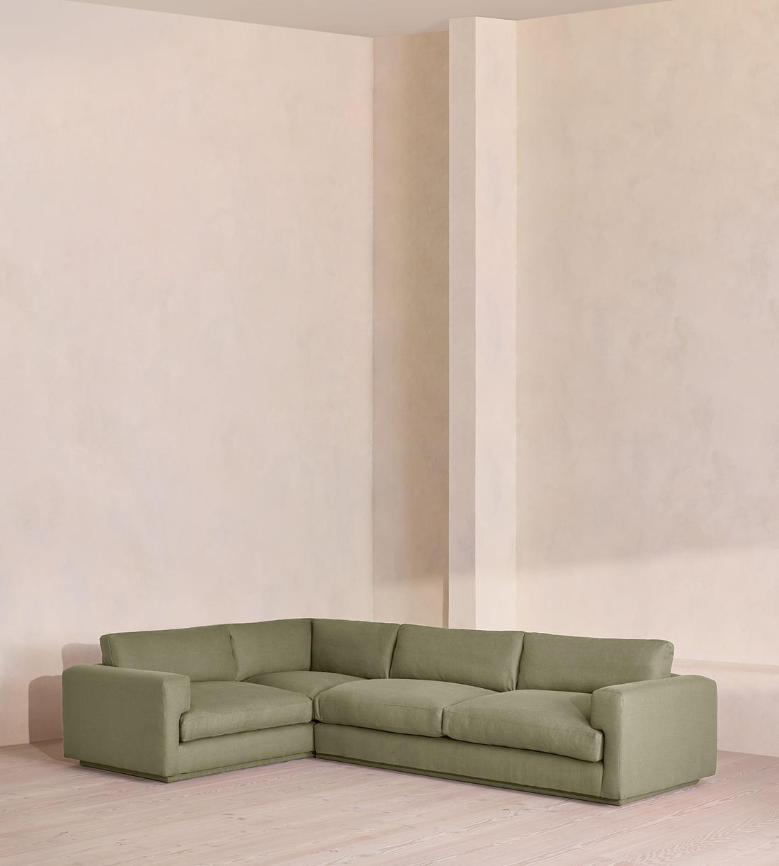 Mossley Right L-Shape Sofa - Linen - Sage - Listing - Image 1
