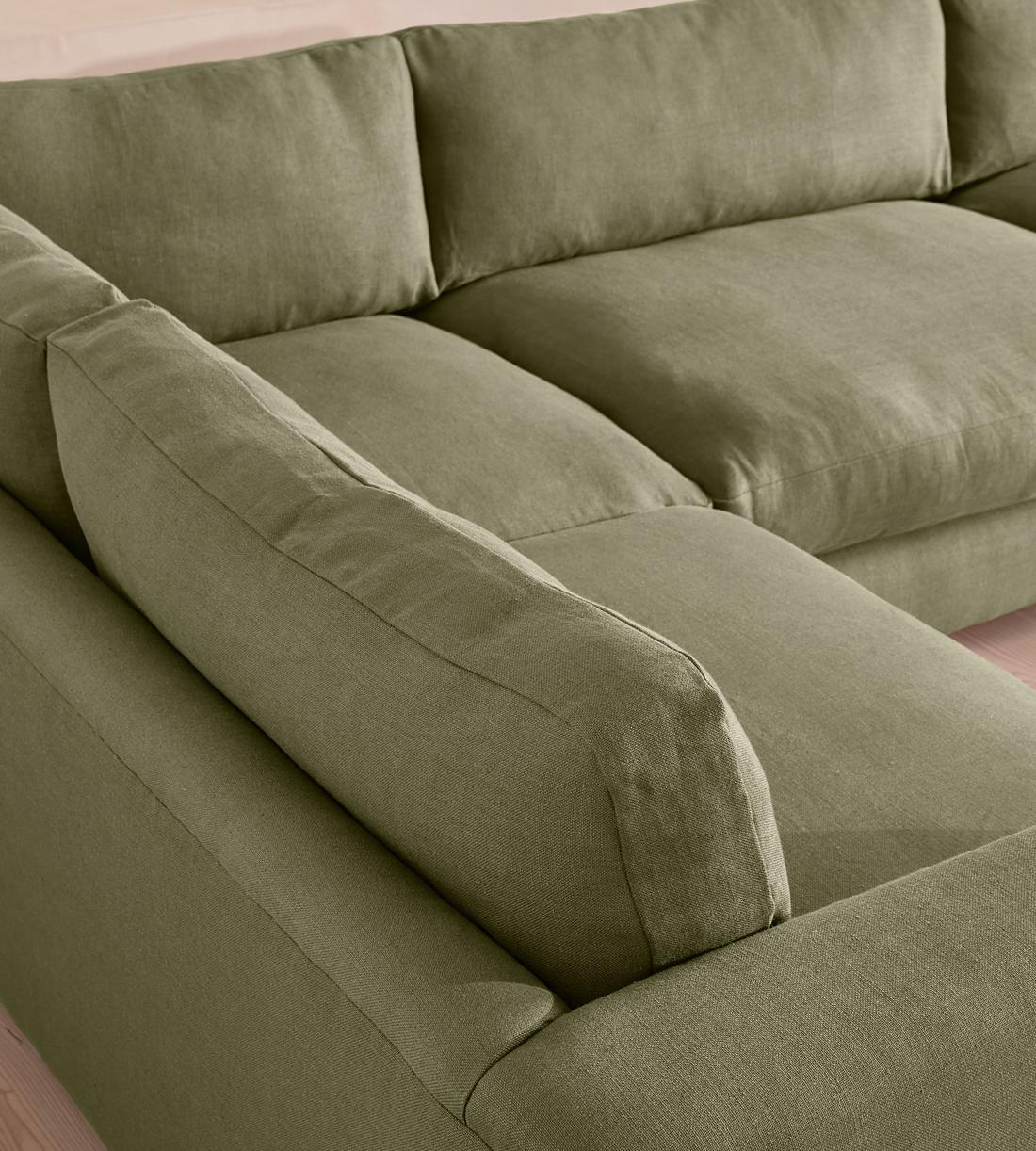 Mossley Right L-Shape Sofa - Linen - Sage - Images - Image 4