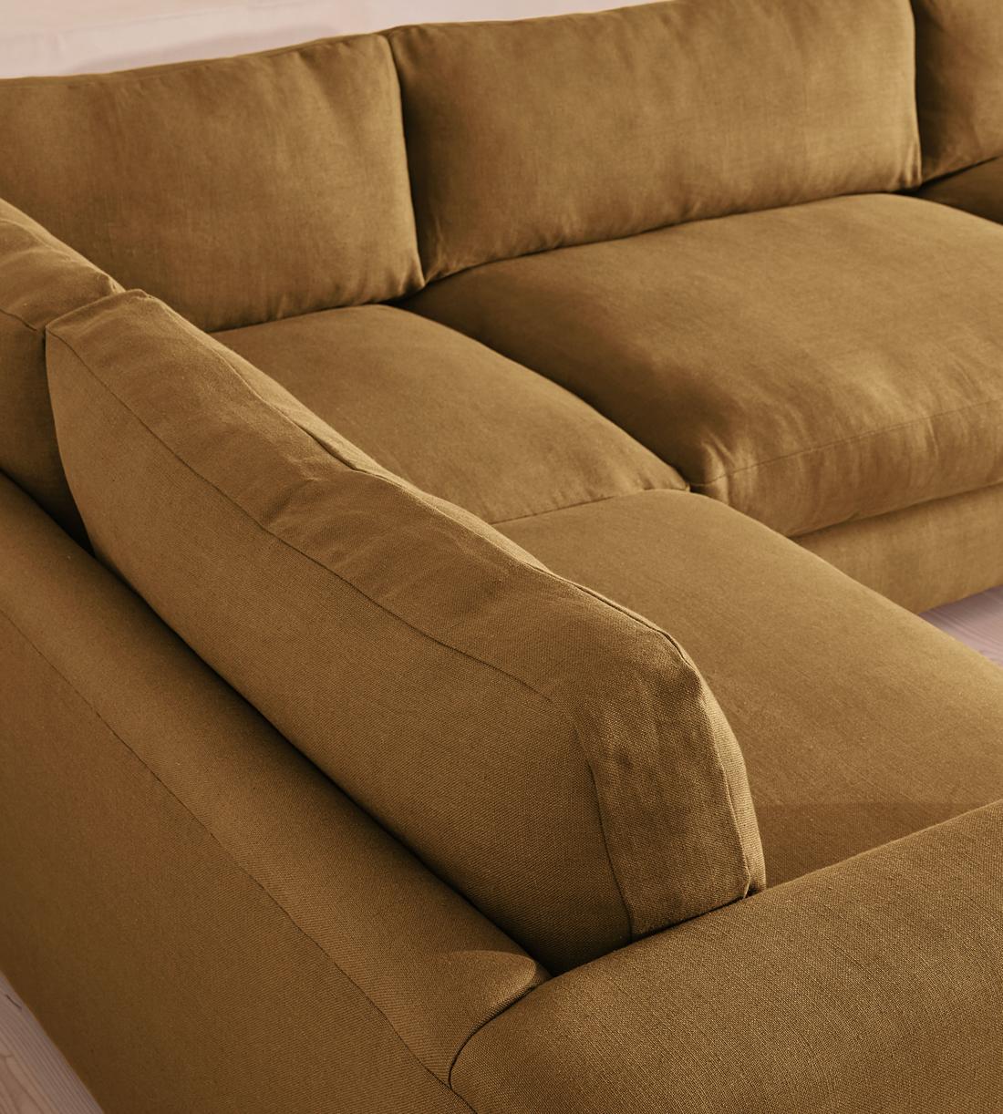 Mossley Right L-Shape Sofa - Linen - Ochre - Images - Image 4