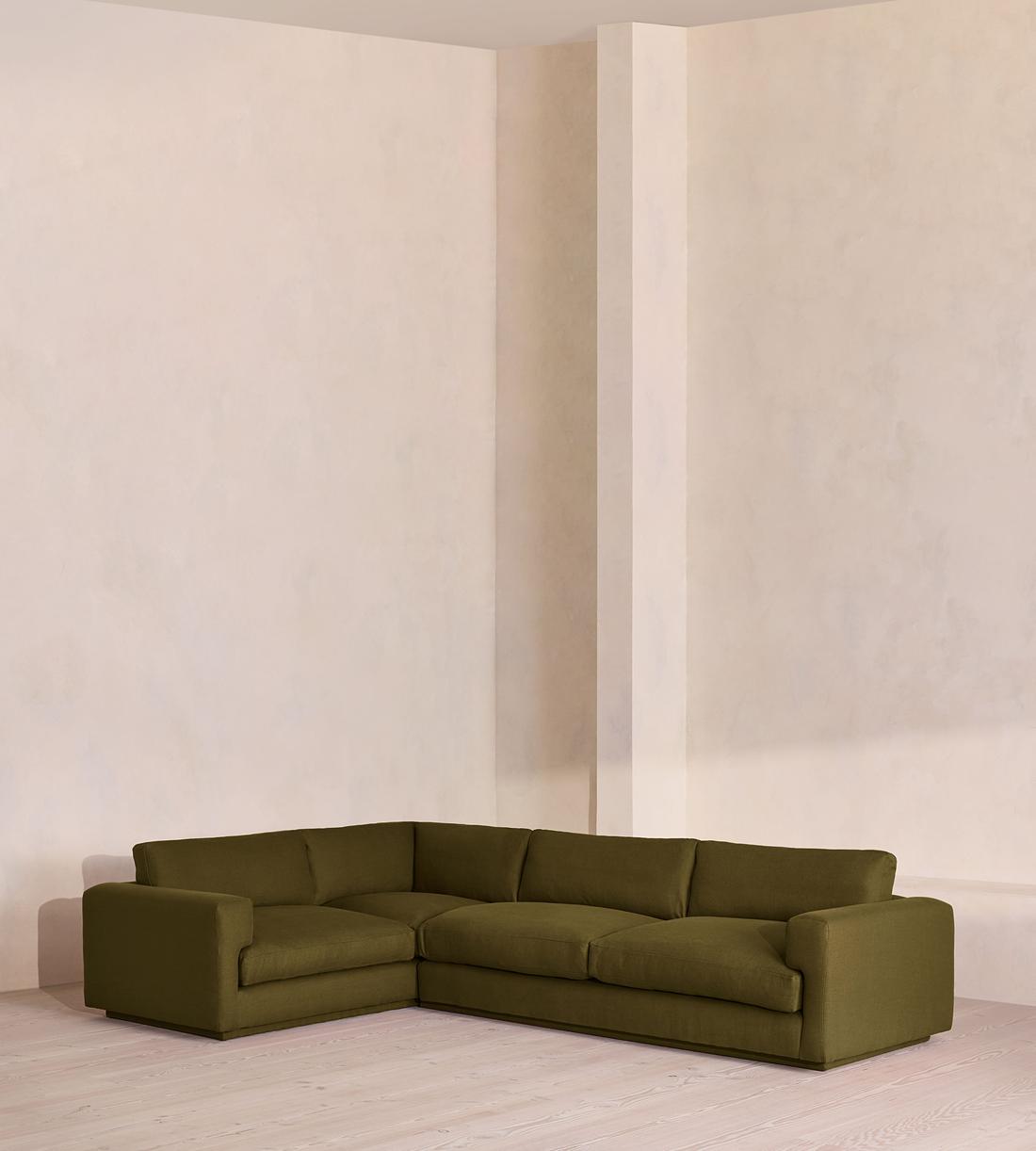 Mossley Right L-Shape Sofa - Linen - Olive - Listing - Image 1