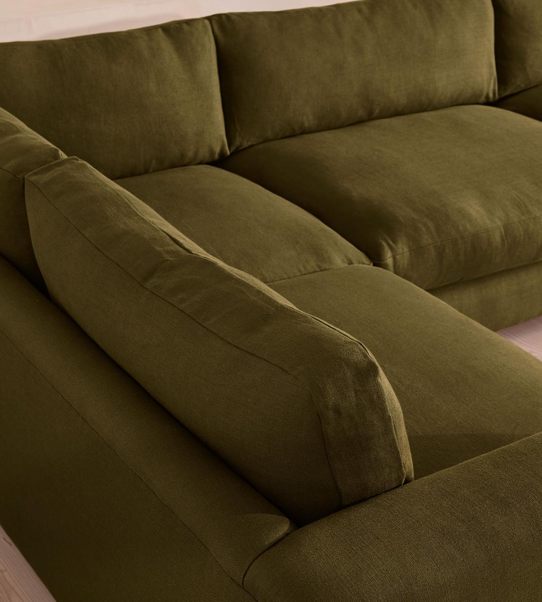 Mossley Right L-Shape Sofa - Linen - Olive - Images - Image 4