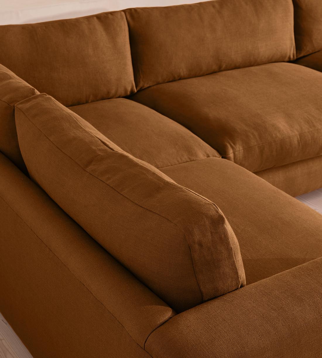Mossley Right L-Shape Sofa - Linen - Terracotta - UK - Images - Image 4