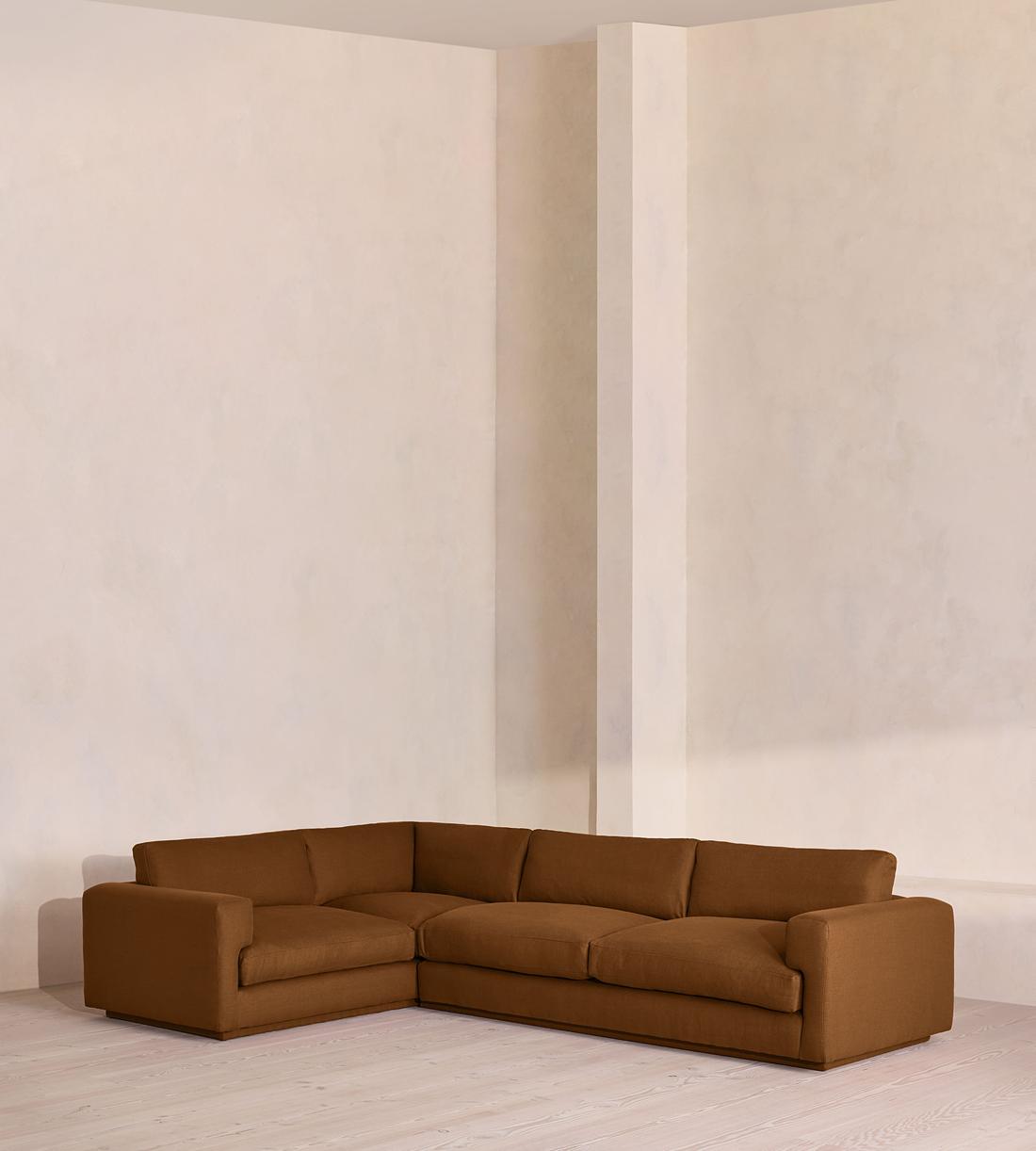 Mossley Right L-Shape Sofa - Linen - Terracotta - US - Listing - Image 1