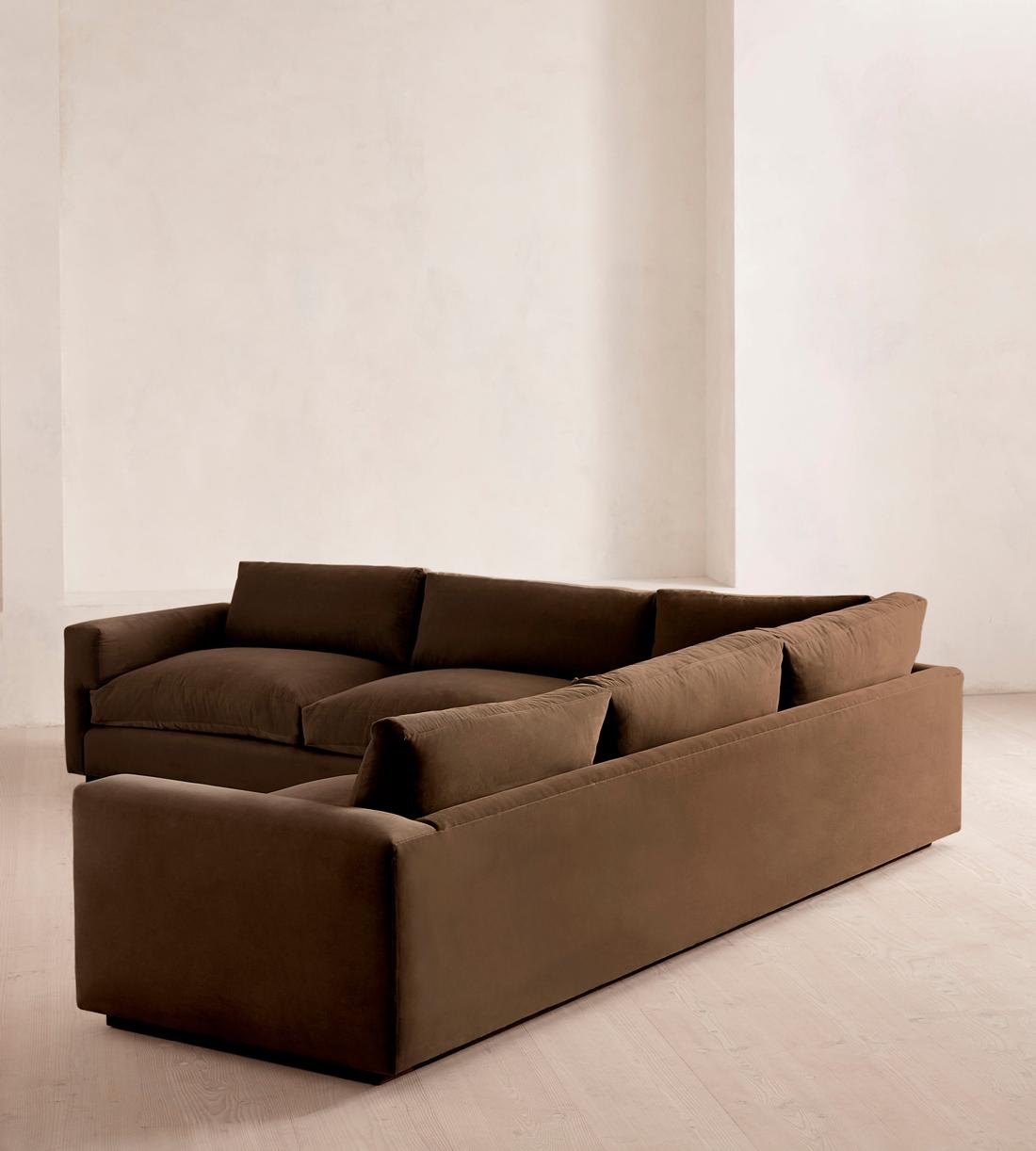 Mossley Corner Sofa - Velvet - Chocolate - Images - Image 3