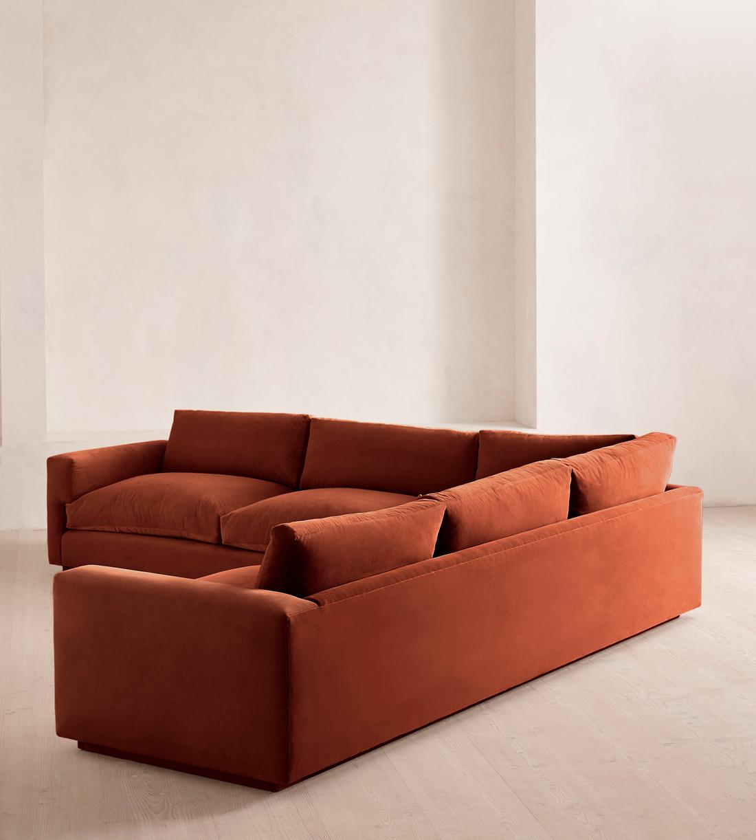Mossley Corner Sofa - Velvet - Rust  - US - Images - Image 4