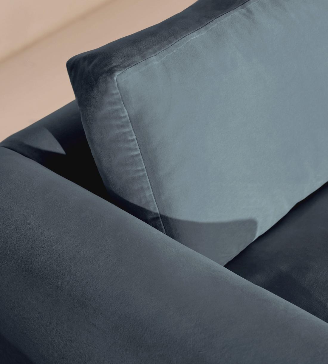 Mossley Corner Sofa - Velvet - Grey Blue - Images - Image 6