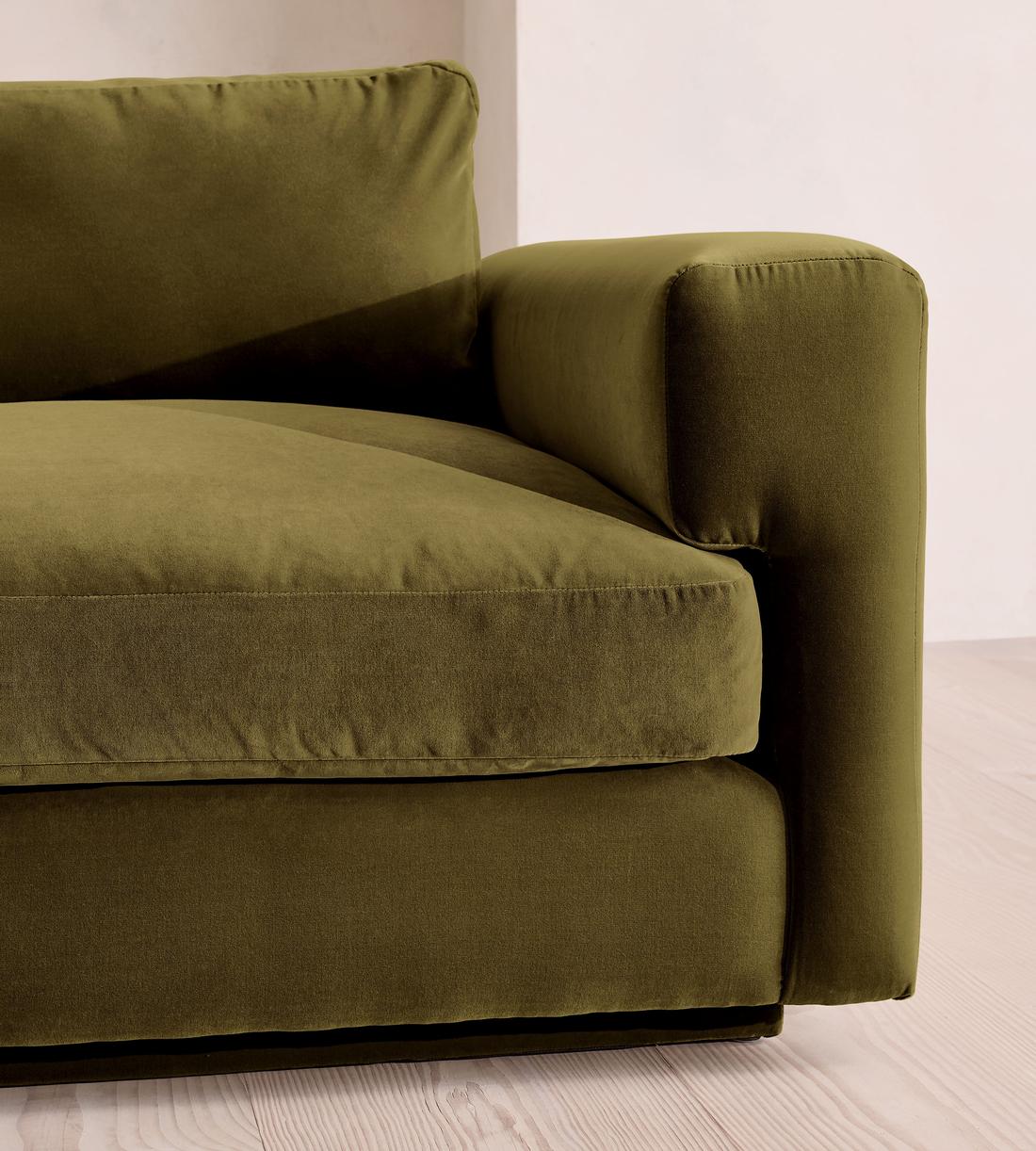 Mossley Right L-Shape Sofa - Velvet - Olive - Images - Image 5