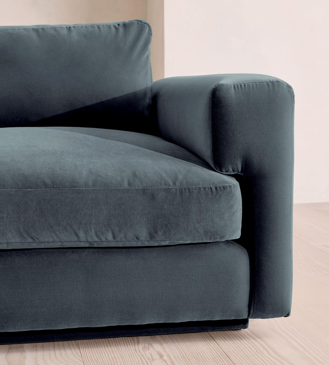 Mossley Right L-Shape Sofa - Velvet - Grey Blue - Images - Image 5