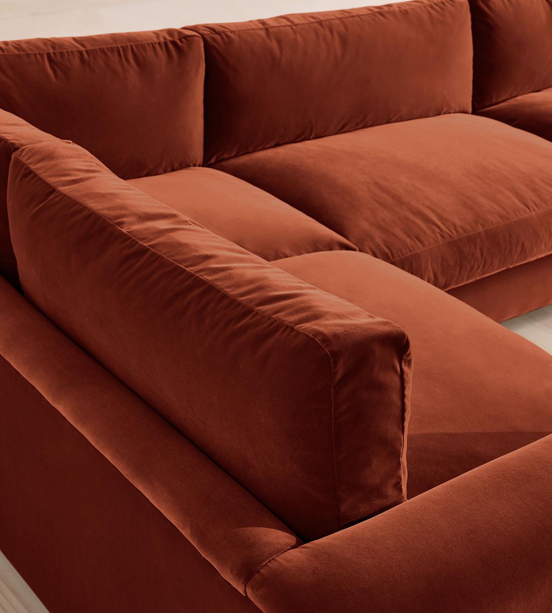 Mossley Right L-Shape Sofa - Velvet - Rust - Images - Image 4