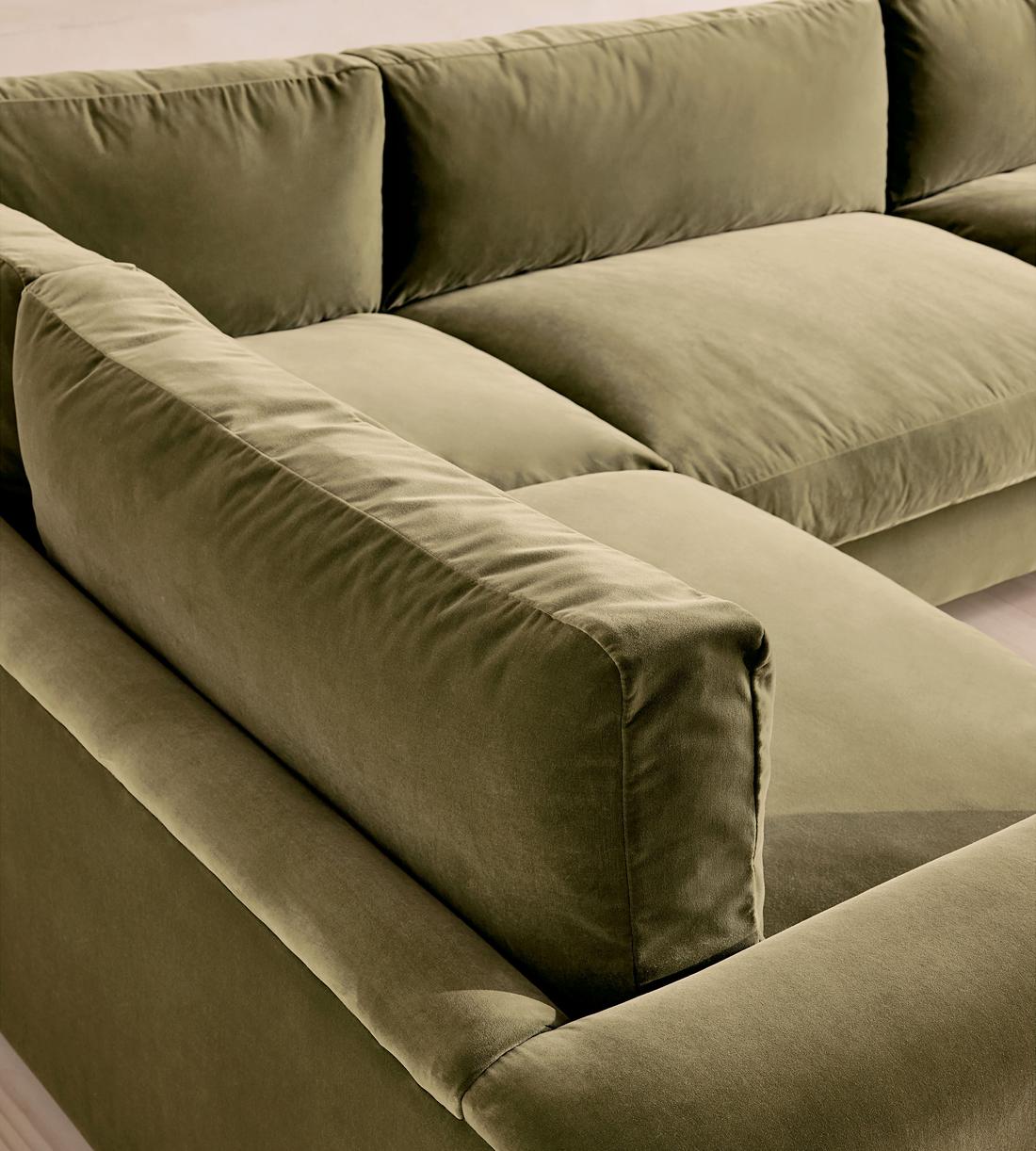 Mossley Right L-Shape Sofa - Velvet - Lichen - Images - Image 4