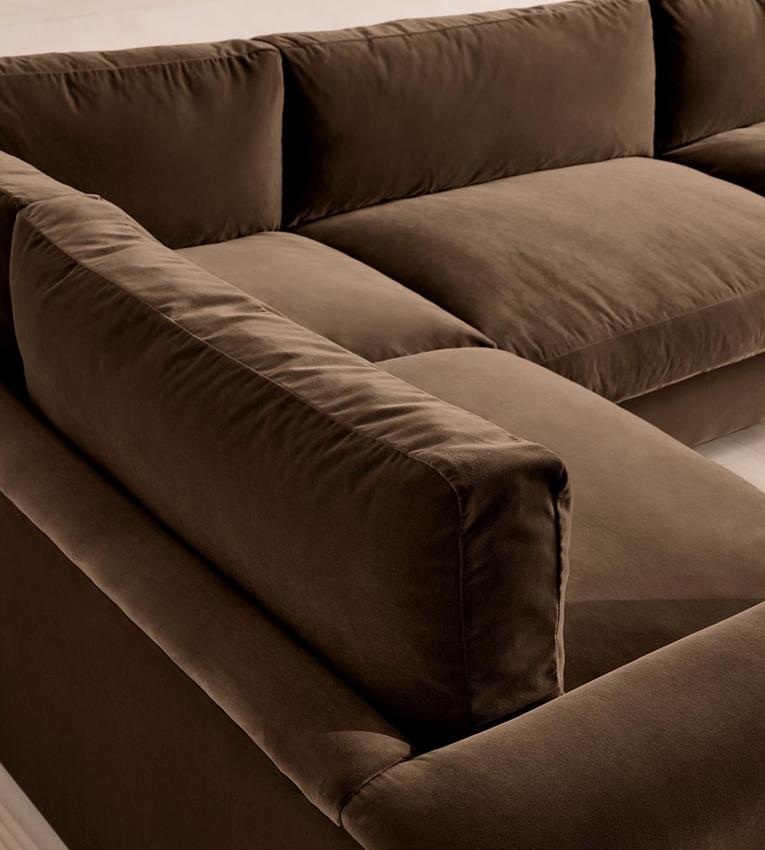 Mossley Right L-Shape Sofa - Velvet - Chocolate - Images - Image 4