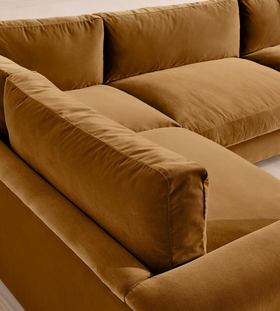 Mossley Right L-Shape Sofa - Velvet - Mustard - Images - Image 4