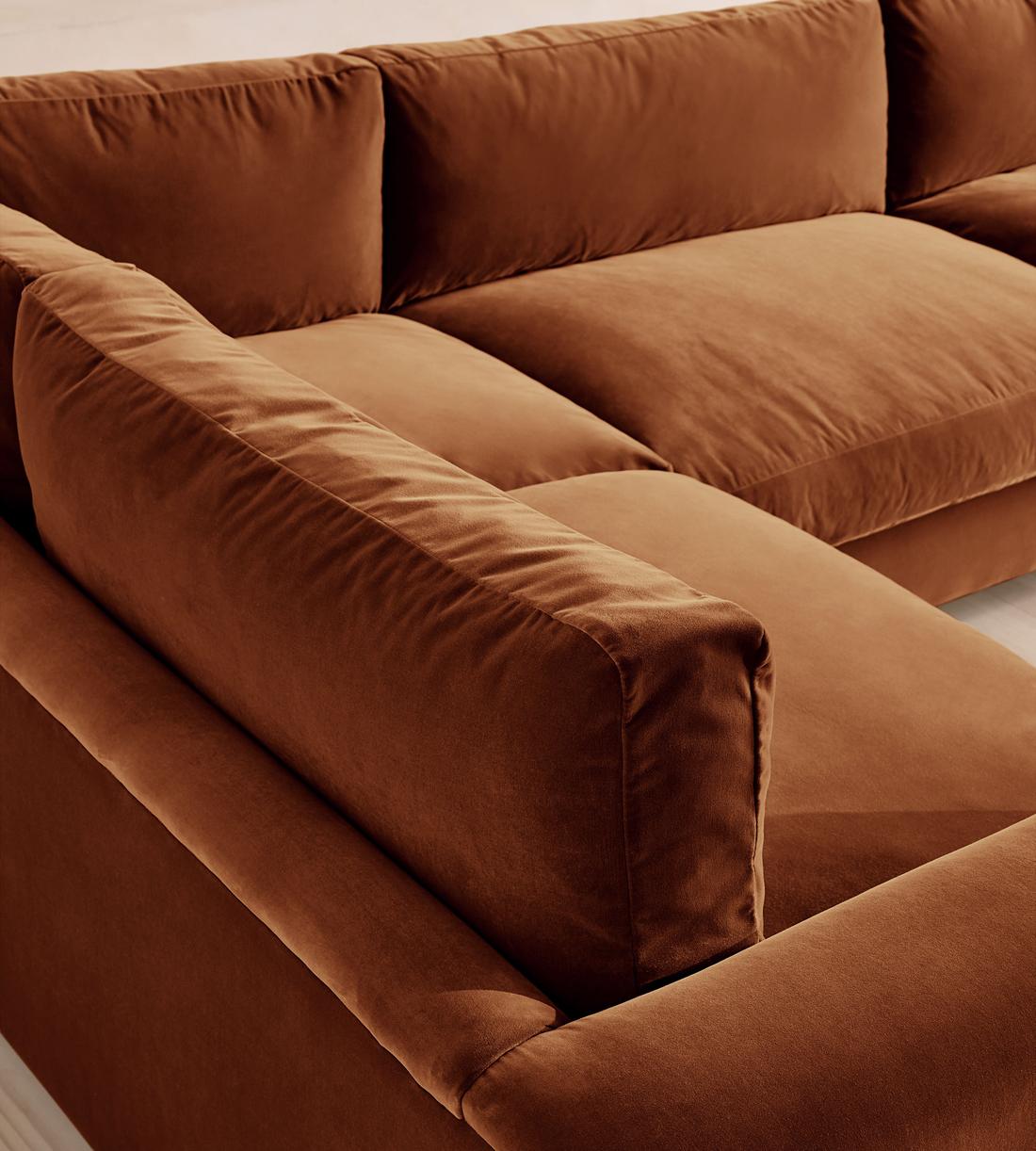 Mossley Right L-Shape Sofa - Velvet - Cinnamon - US - Images - Image 4