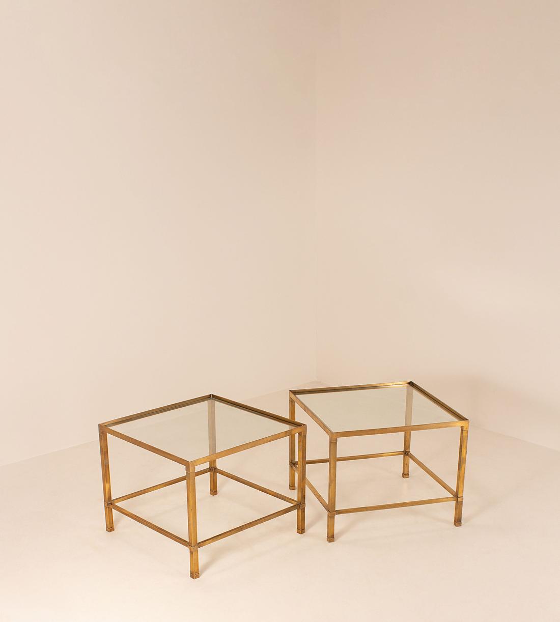 Vintage Pair of Deco Side Tables - Brass and Glass - Listing - Image 2