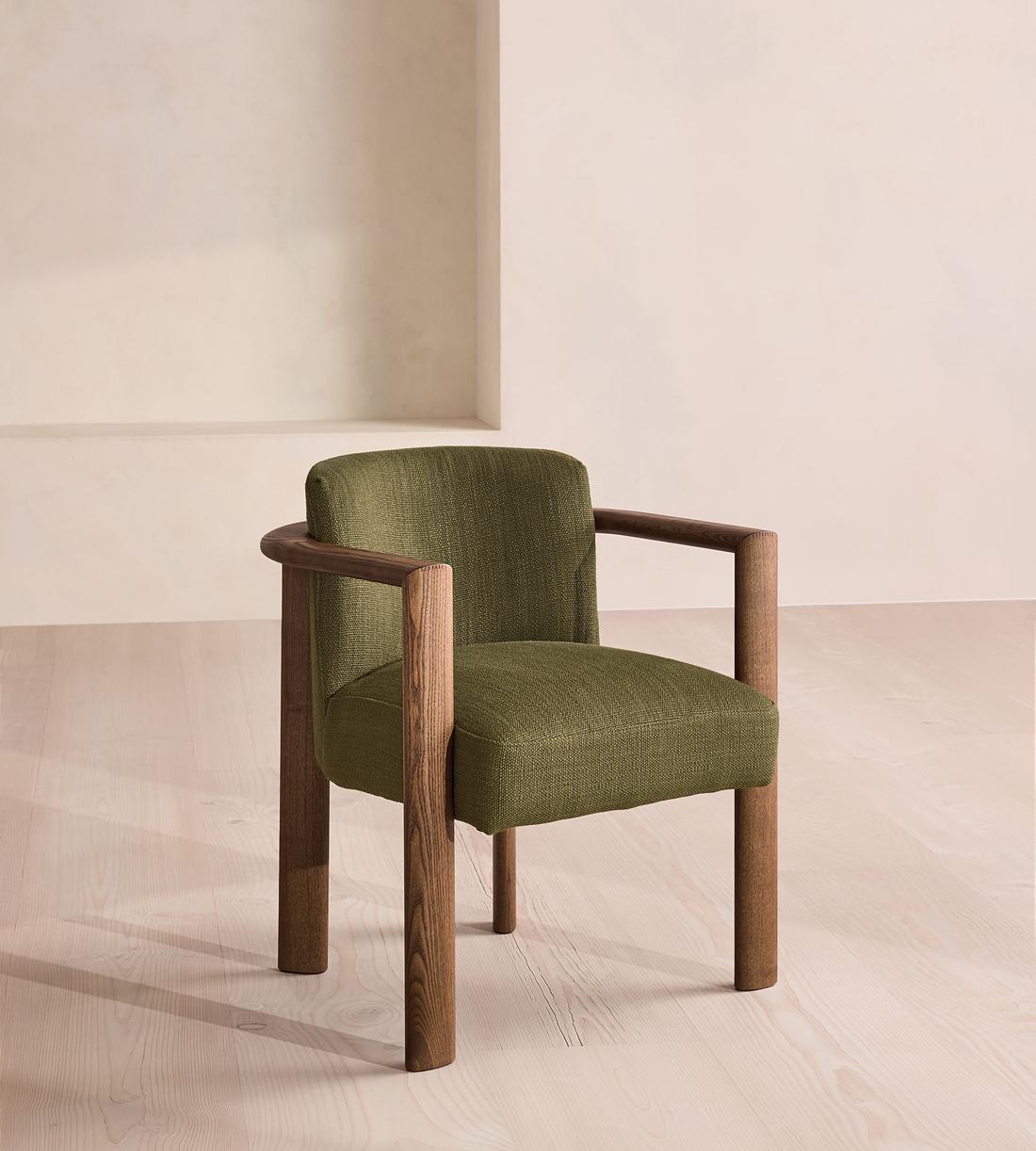 Aria Dining Chair - Wool Linen - Moss - UK - Listing - Image 1