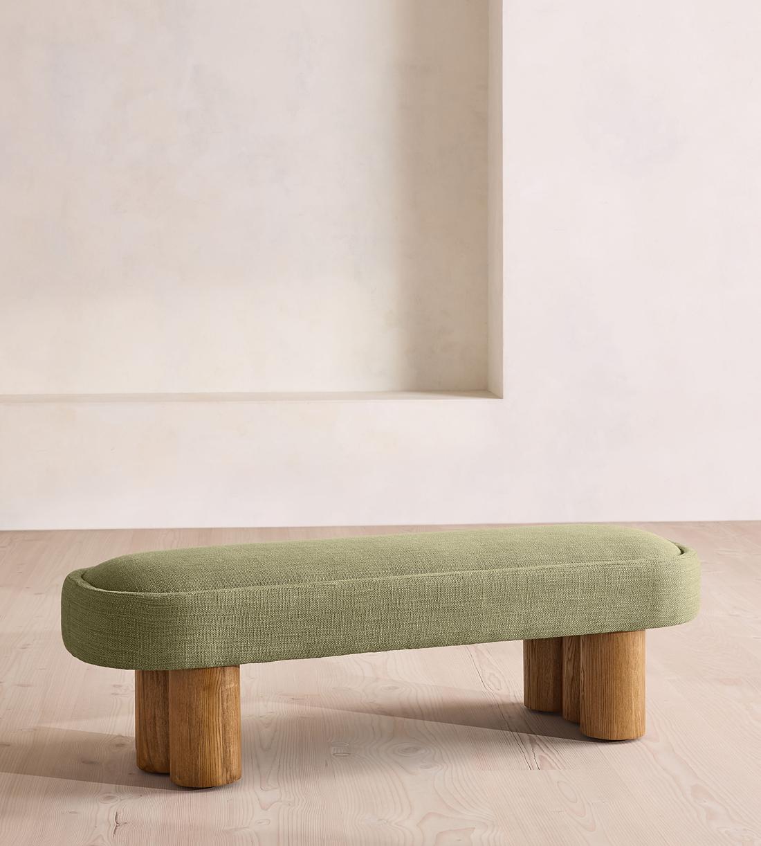 Nieve Bench - Wool Linen - Sage US - Listing - Image 1