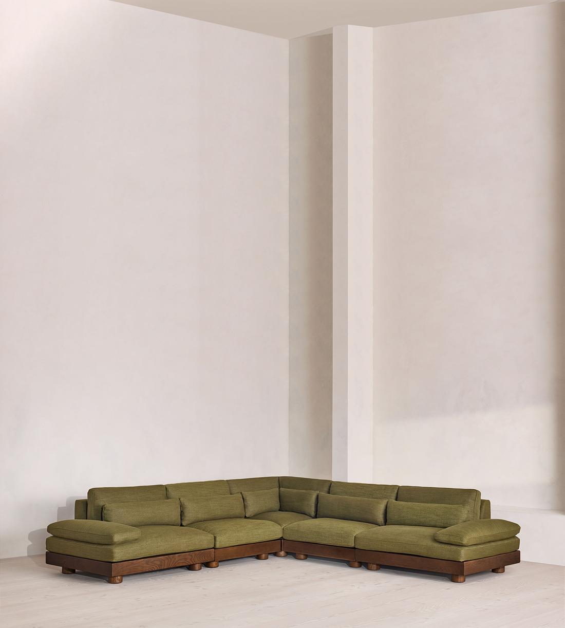 Truro Sectional Sofa - Corner Sofa - Wool Linen - Moss US - Listing - Image 1