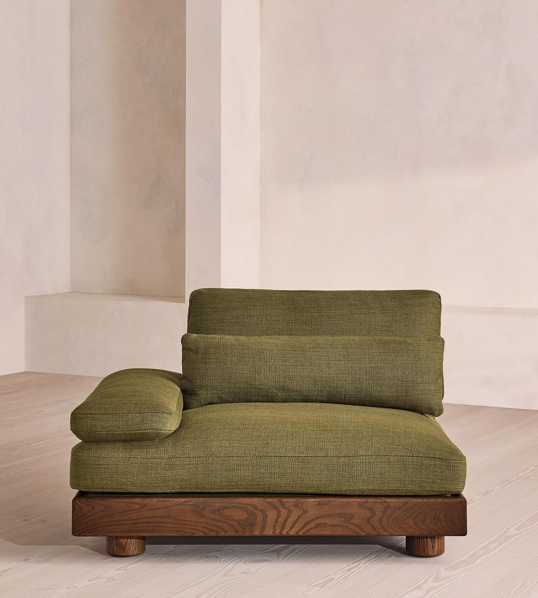 Truro Sectional Sofa - Left Arm Section - Wool Linen - Moss - US - Image 1
