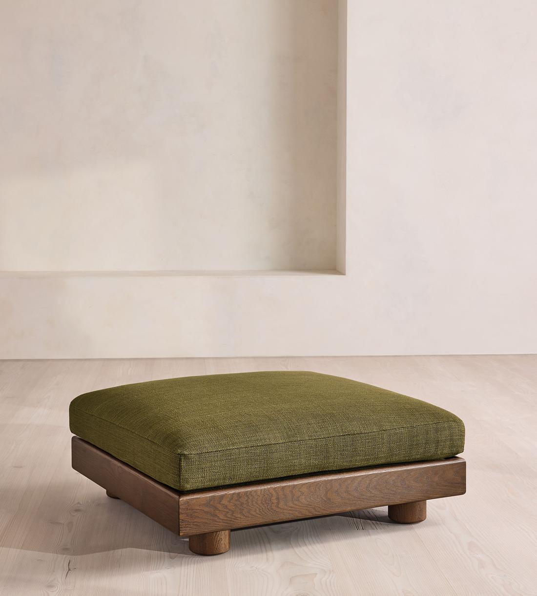Truro Ottoman - Wool Linen - Moss - US - Listing - Image 1
