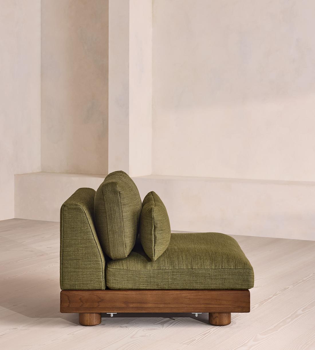 Truro Sectional Sofa - Left Arm Section - Wool Linen - Moss - US - Image 7