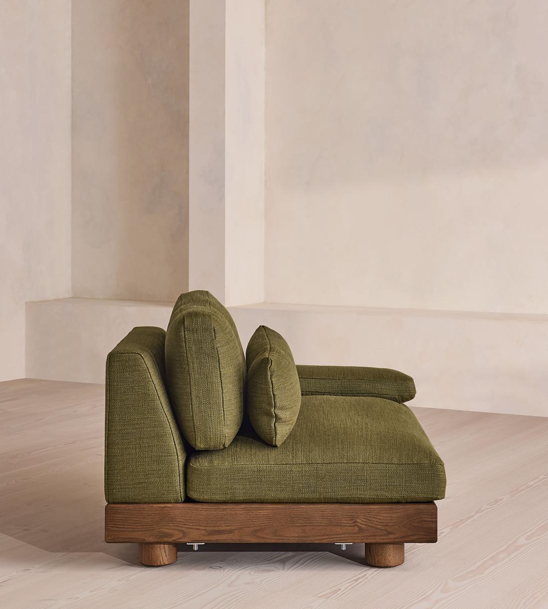 Truro Sectional Sofa - Left Arm Section - Wool Linen - Moss - US - Image 6