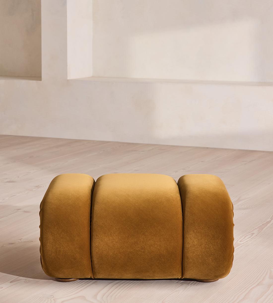 Umbria Footstool - Velvet - Mustard - UK - Listing - Image 5