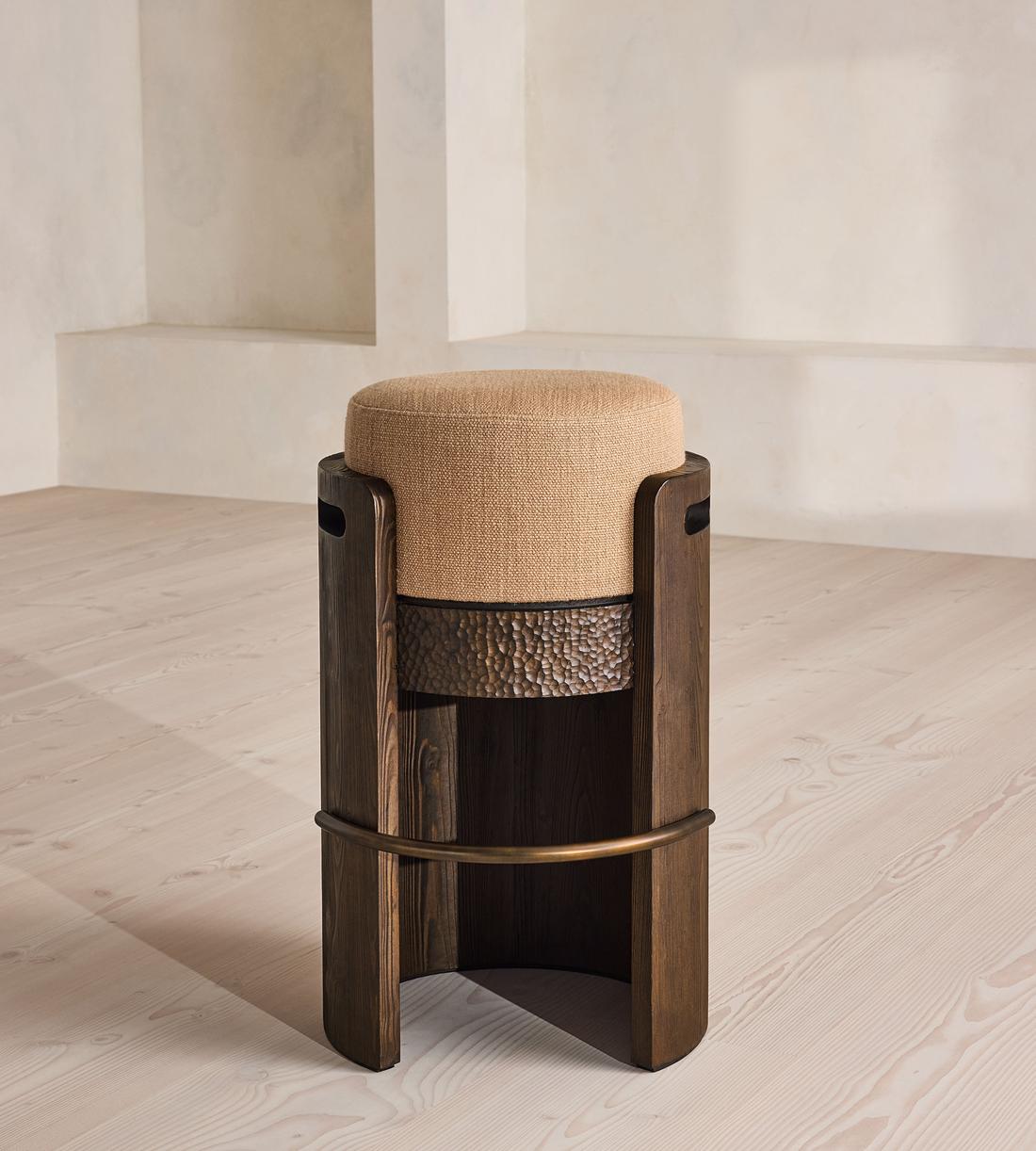 Hollen Barstool - Wool Linen - Almond - UK - Listing - Image 4