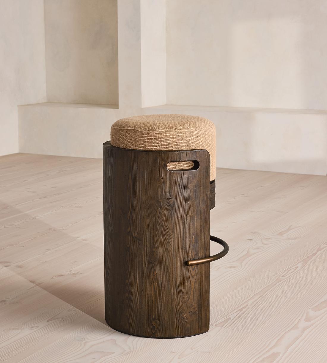 Hollen Barstool - Wool Linen - Almond - US - Images - Image 5