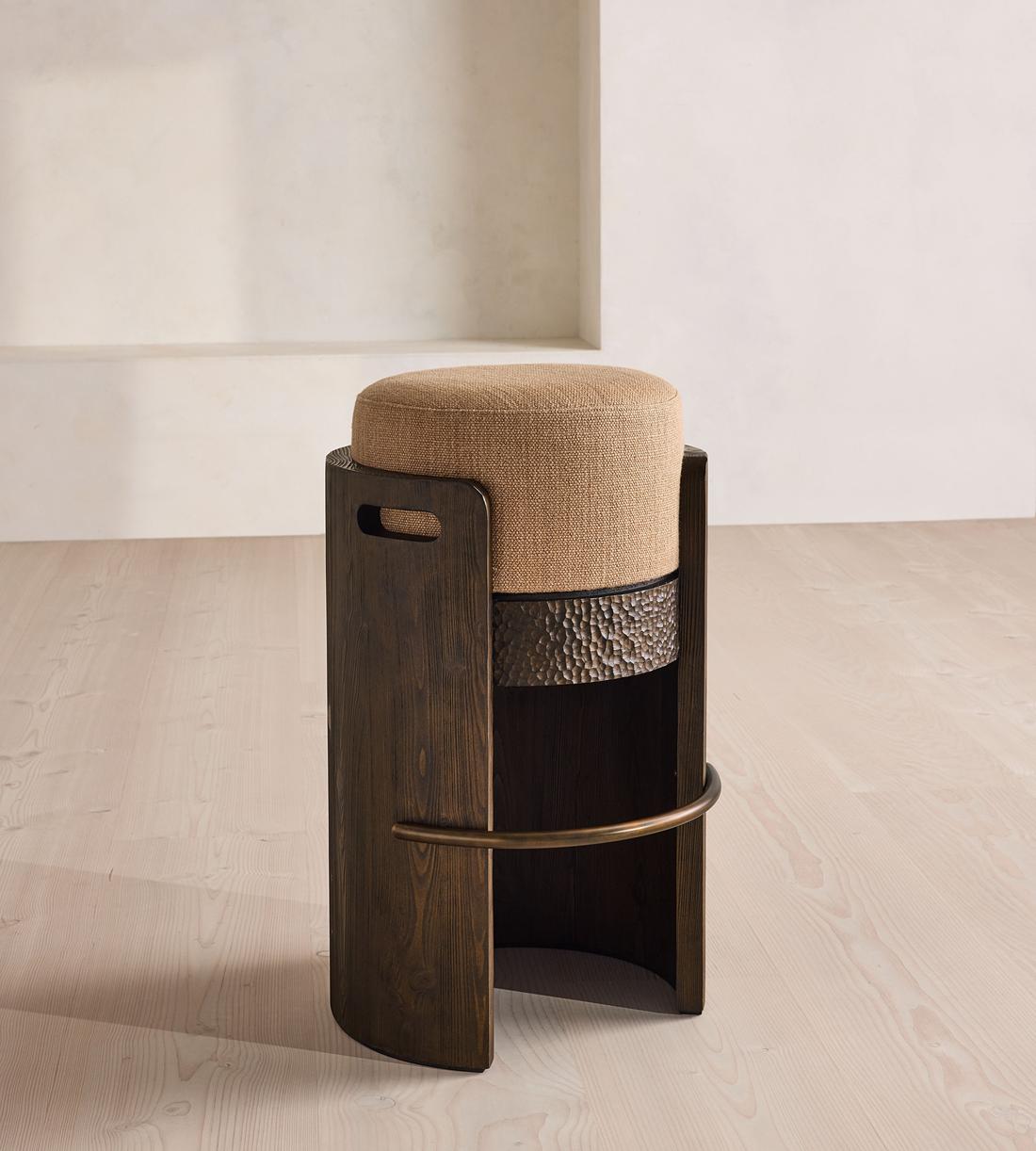 Hollen Barstool - Wool Linen - Almond - US - Listing - Image 3