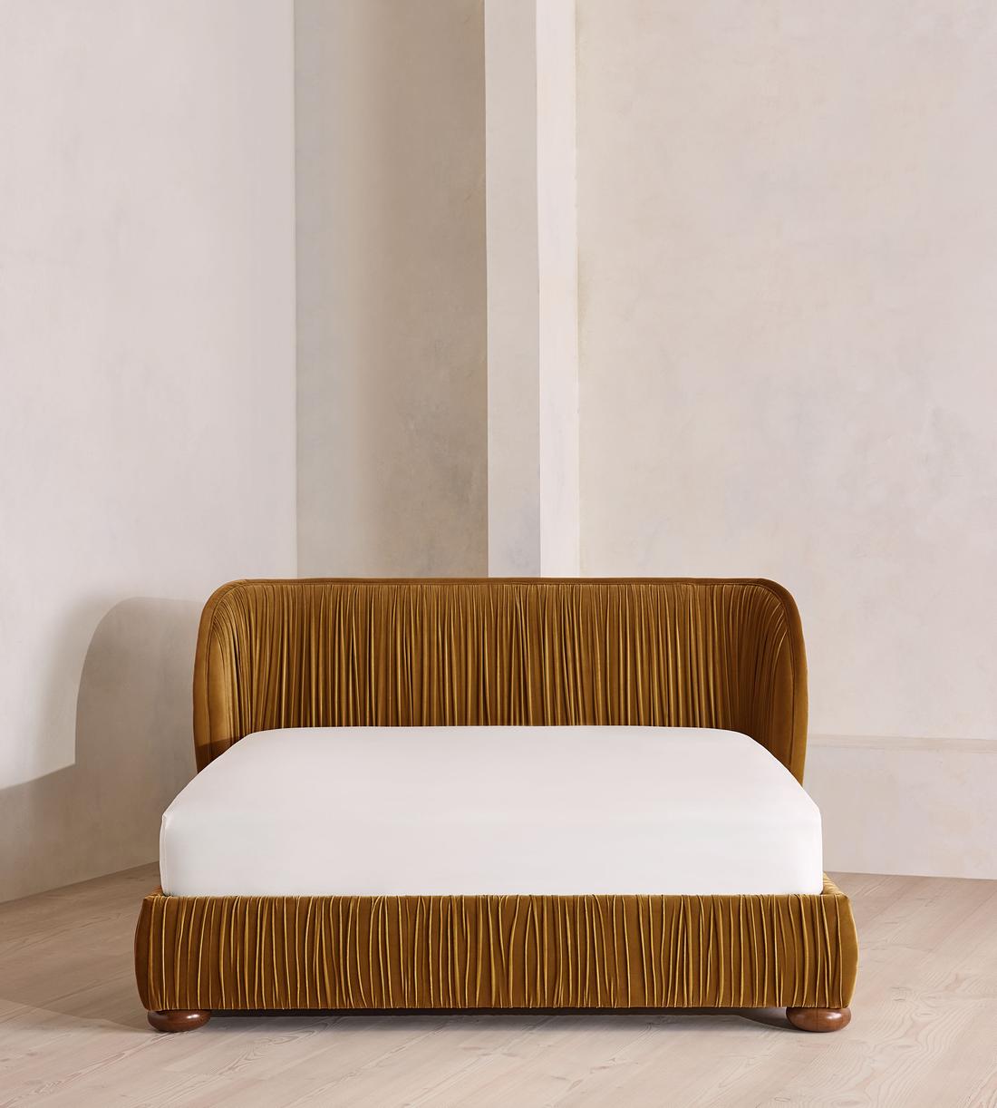 Blair Bed - King - Velvet - Mustard - US - Listing - Image 2