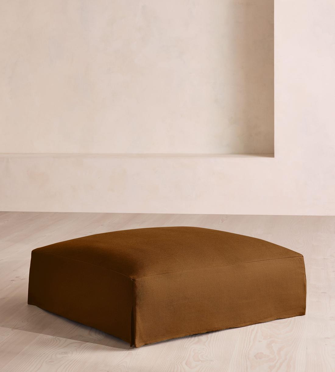 Roma Square Ottoman - Linen - Terracotta - US - Listing - Image 2